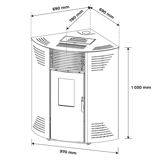 Estufa de pellets de esquina Iseos 12,2 kW Blanco Sannover