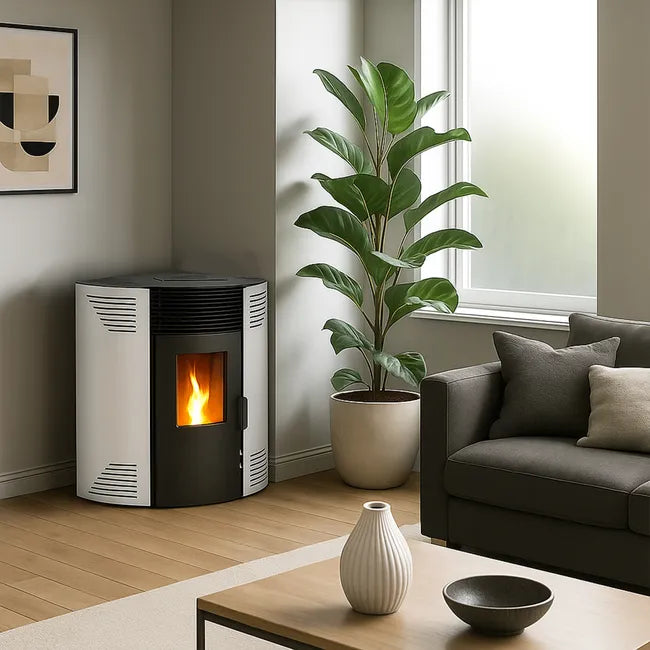 Estufa de pellets de esquina Iseos 12,2 kW Blanco Sannover