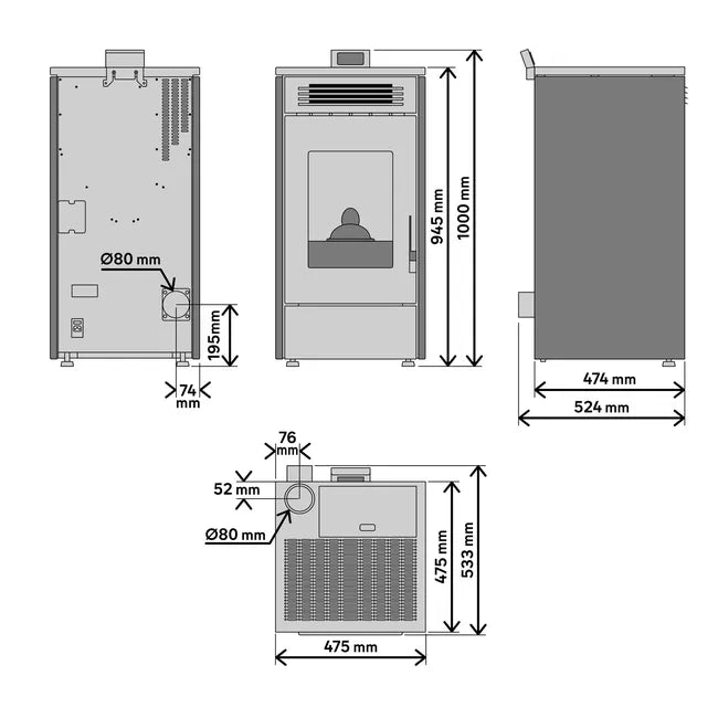 Estufa de pellet EQUATION Mannu de 9kW
