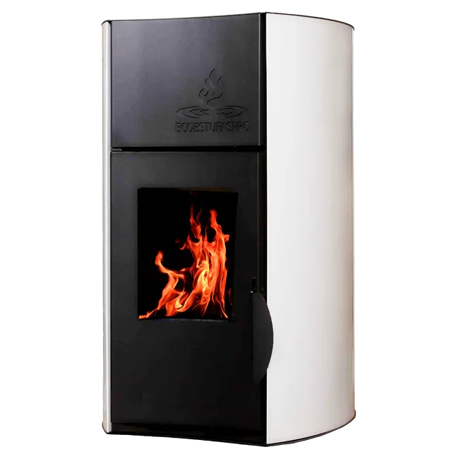 HIDROESTUFA DE PELLET DE 18 KW DE POTENCIA, AUTONOMÍA 5-15 HORAS, SUPERFICIE 150 M2 Y CONSUMO 1-3 Kg/h COLOR BLANCO CON CRISTAL