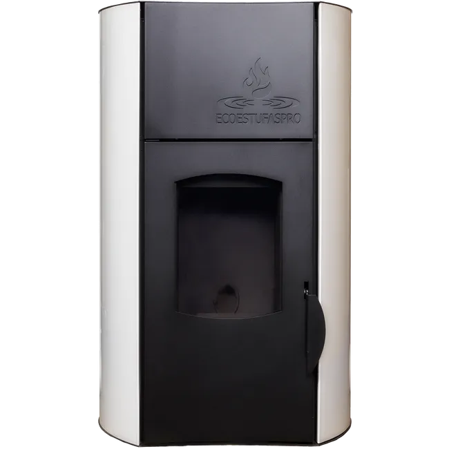 HIDROESTUFA DE PELLET DE 18 KW DE POTENCIA, AUTONOMÍA 5-15 HORAS, SUPERFICIE 150 M2 Y CONSUMO 1-3 Kg/h COLOR BLANCO CON CRISTAL