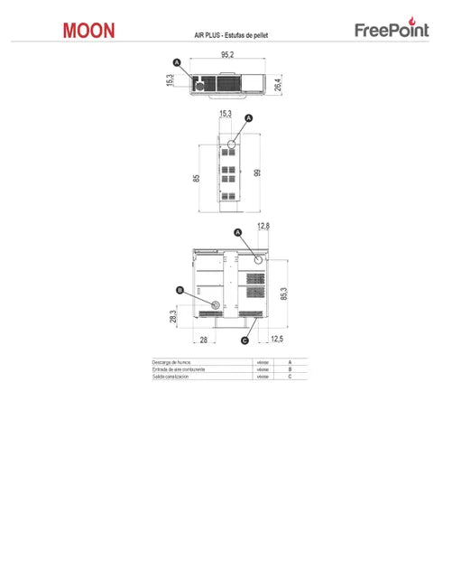 Estufa de pellet canalizable FREEPOINT Moon WiFi 10kW silver