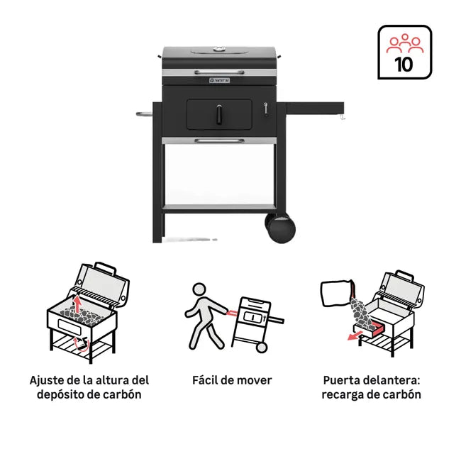 Barbacoa de carbón NATERIAL Centaurus Beta II 61x64 cm recomendado 6-10 personas