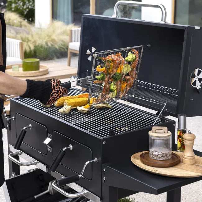 Barbacoa de carbón Centaurus King 2 chimeneas NATERIAL para más de 10 personas