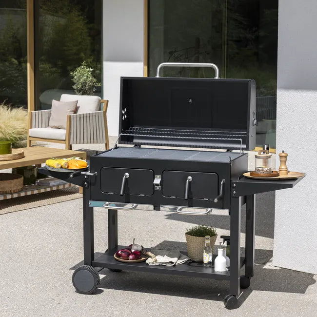Barbacoa de carbón Centaurus King 2 chimeneas NATERIAL para más de 10 personas