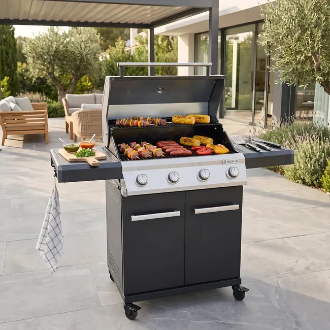 Barbacoa de gas NATERIAL Kenton II de 4 quemadores y 14 kw de potencia recomendado para más de 10 personas