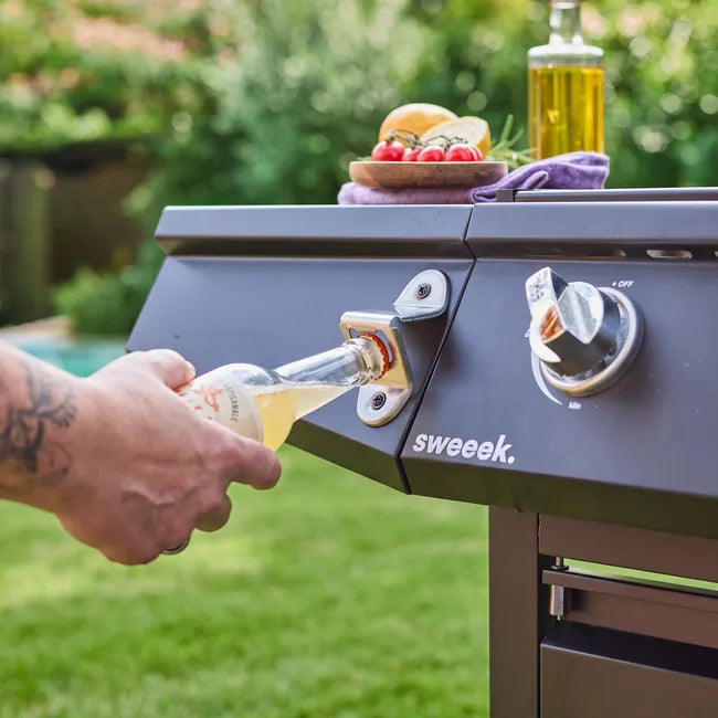 Barbacoa de gas de 3 quemadores con 1 quemador lateral, Treville 3, Negro, 117.2x43.5x103 cm