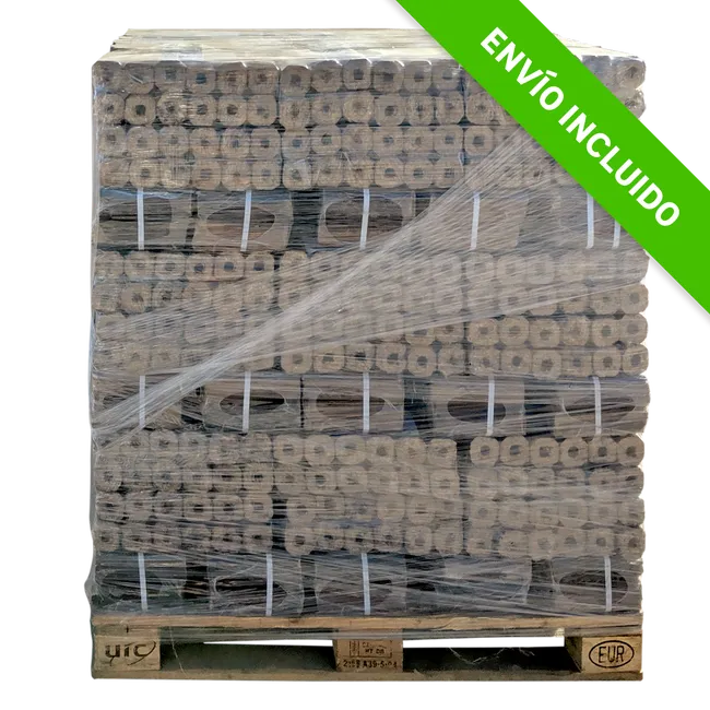 Palet de briquetas de madera LEÑAS OLIVER de 890 kg