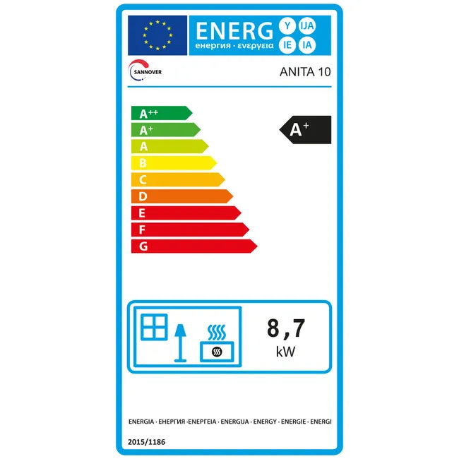 Estufa de pellets Anita 11,6 kW Negro Sannover