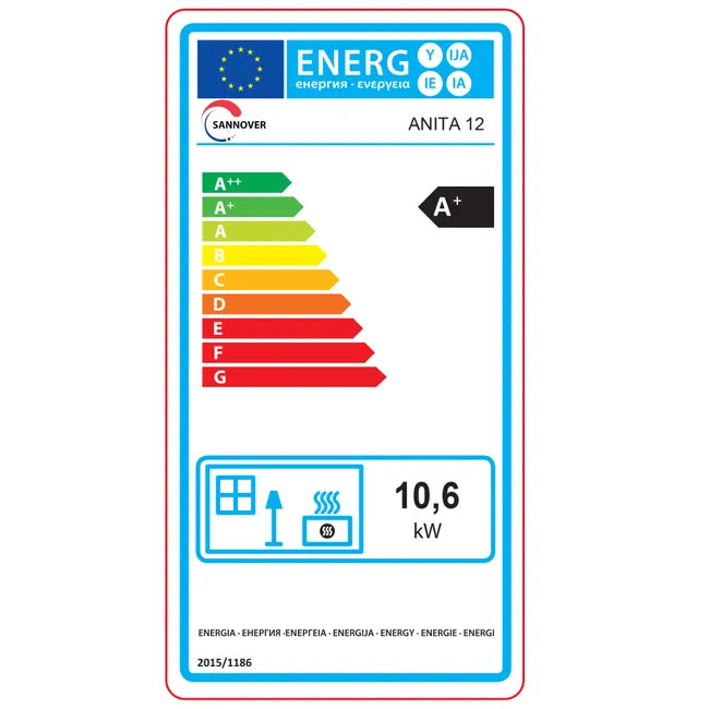 Estufa de pellets Anita 12 kW Negro Sannover + Kit de instalación completo